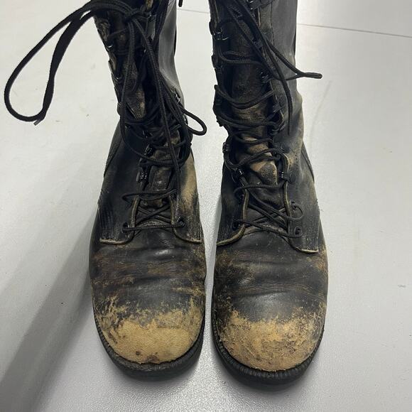True Vintage Distressed Black Military Combat Boots US Men SZ - Picture 2 of 6
